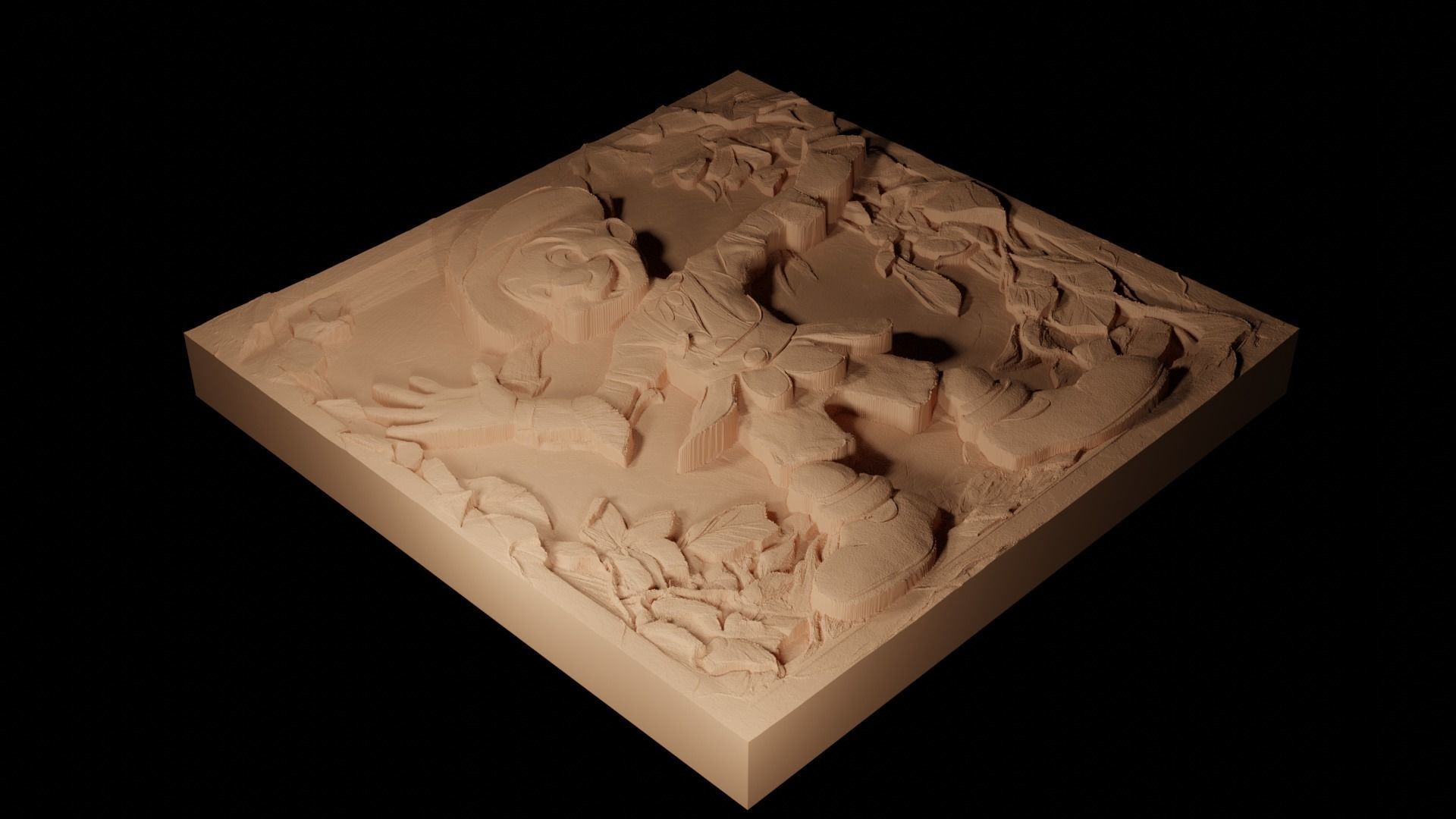 Pinocchio CNC 3d Print High Relief Sand Casting 3D print model_2