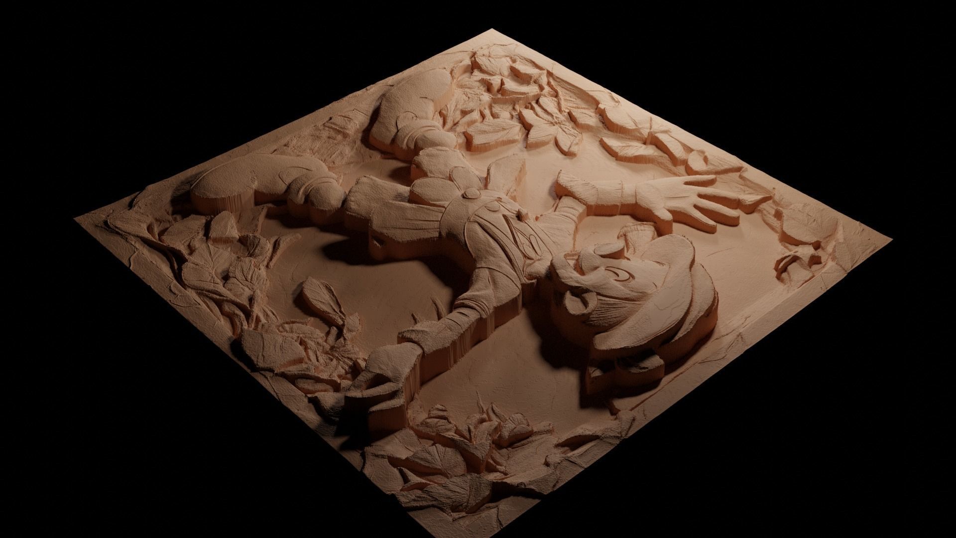 Pinocchio CNC 3d Print High Relief Sand Casting 3D print model_3