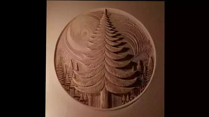 Pine Tree CNC 3d Print High Relief Sand Casting 3D print model