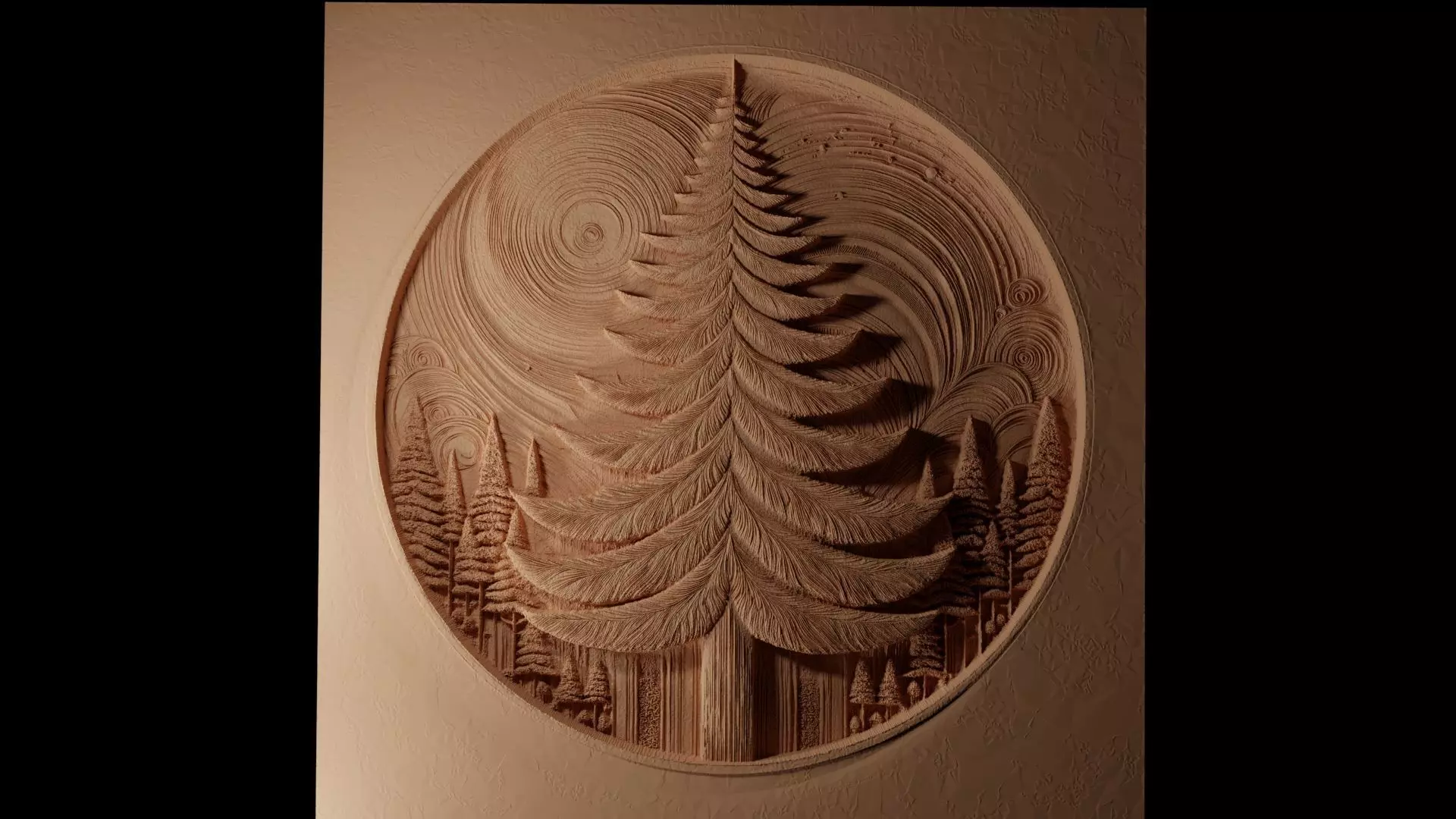 Pine Tree CNC 3d Print High Relief Sand Casting 3D print model_0