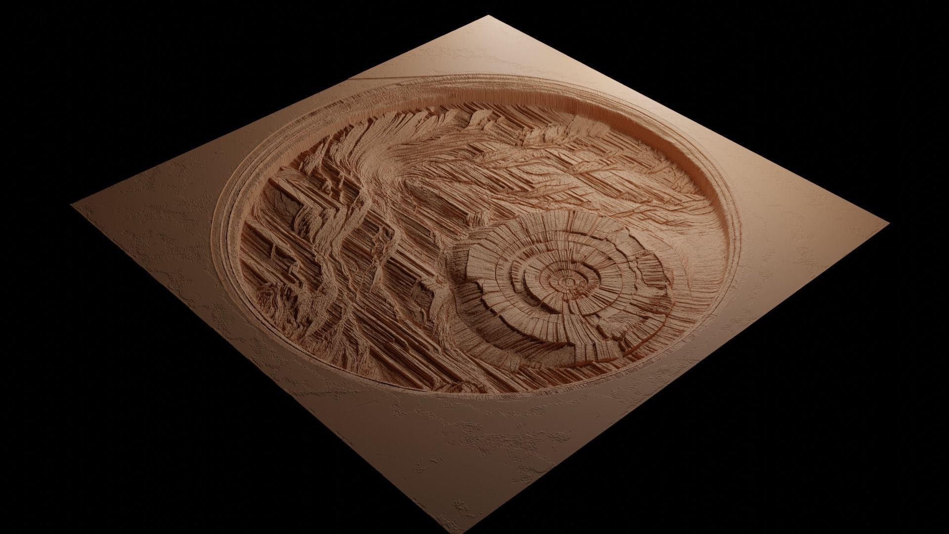 Petrified Wood CNC 3d Print High Relief Sand Casting 3D print model_3