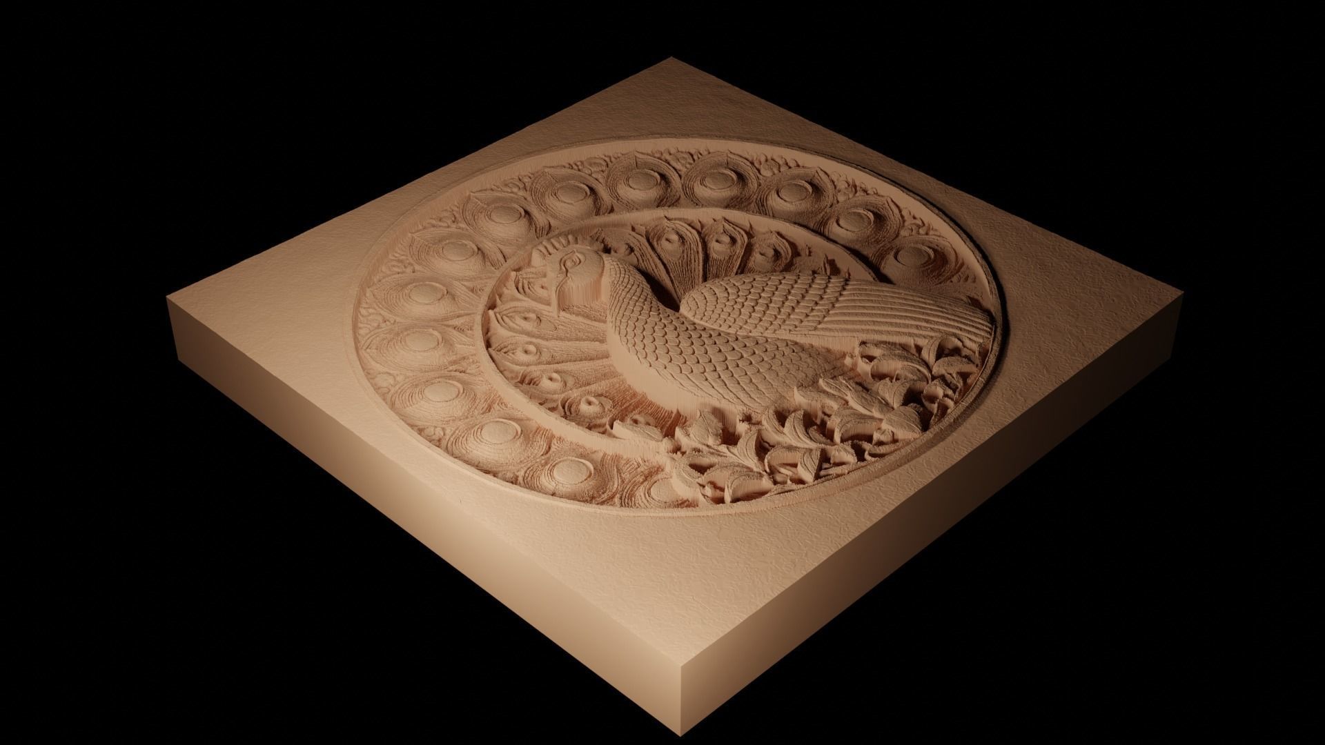 Peacock CNC 3d Print High Relief Sand Casting 3D print model_2