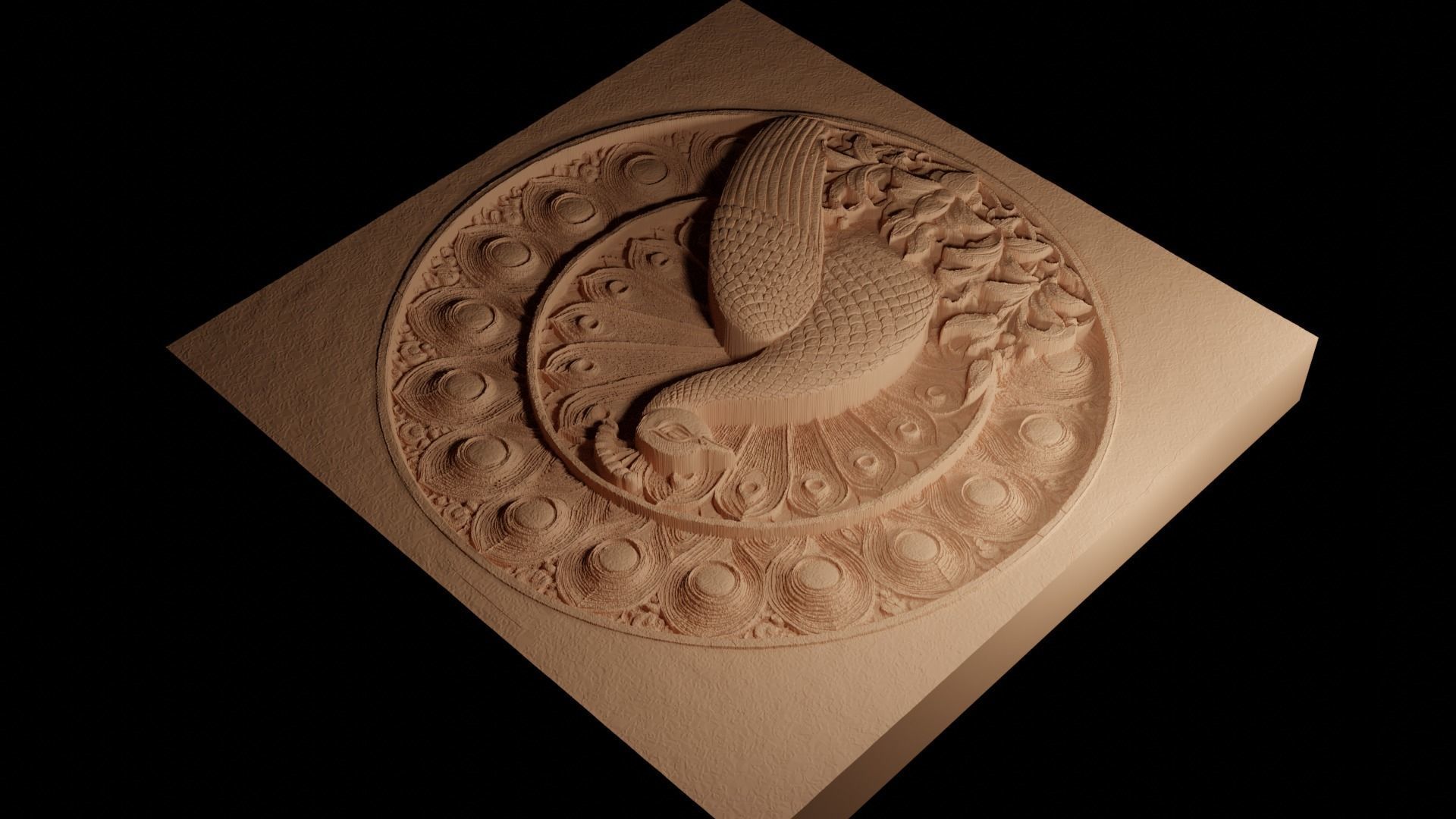 Peacock CNC 3d Print High Relief Sand Casting 3D print model_4