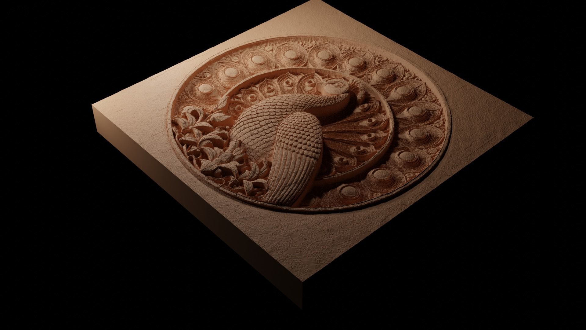 Peacock CNC 3d Print High Relief Sand Casting 3D print model_1