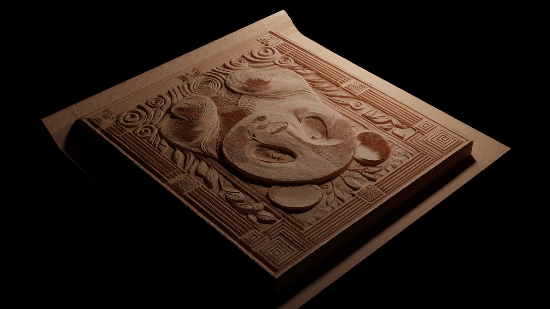 Panda CNC 3d Print High Relief Sand Casting 3D print model_3