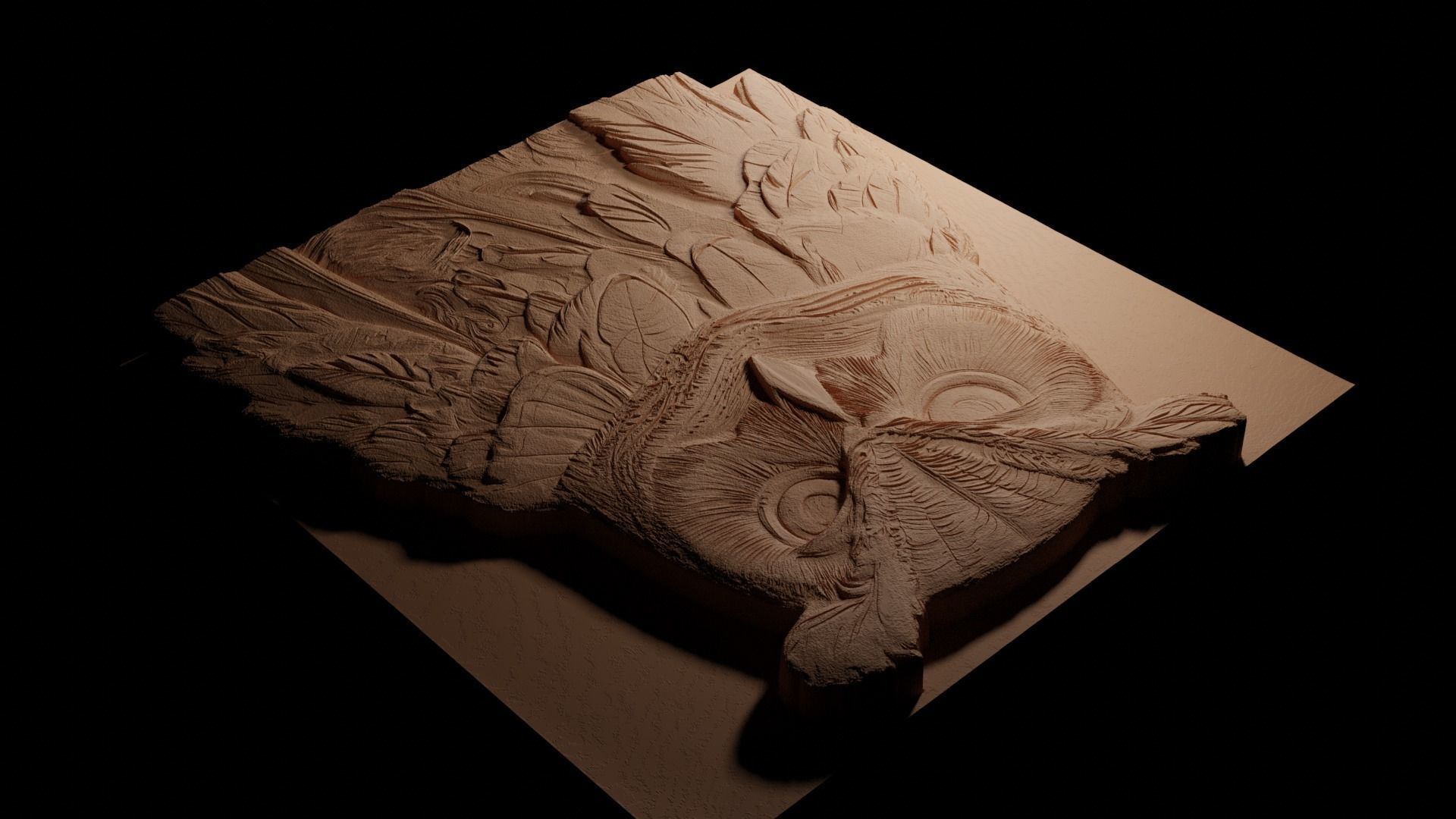 Owl CNC 3d Print High Relief Sand Casting 3D print model_3