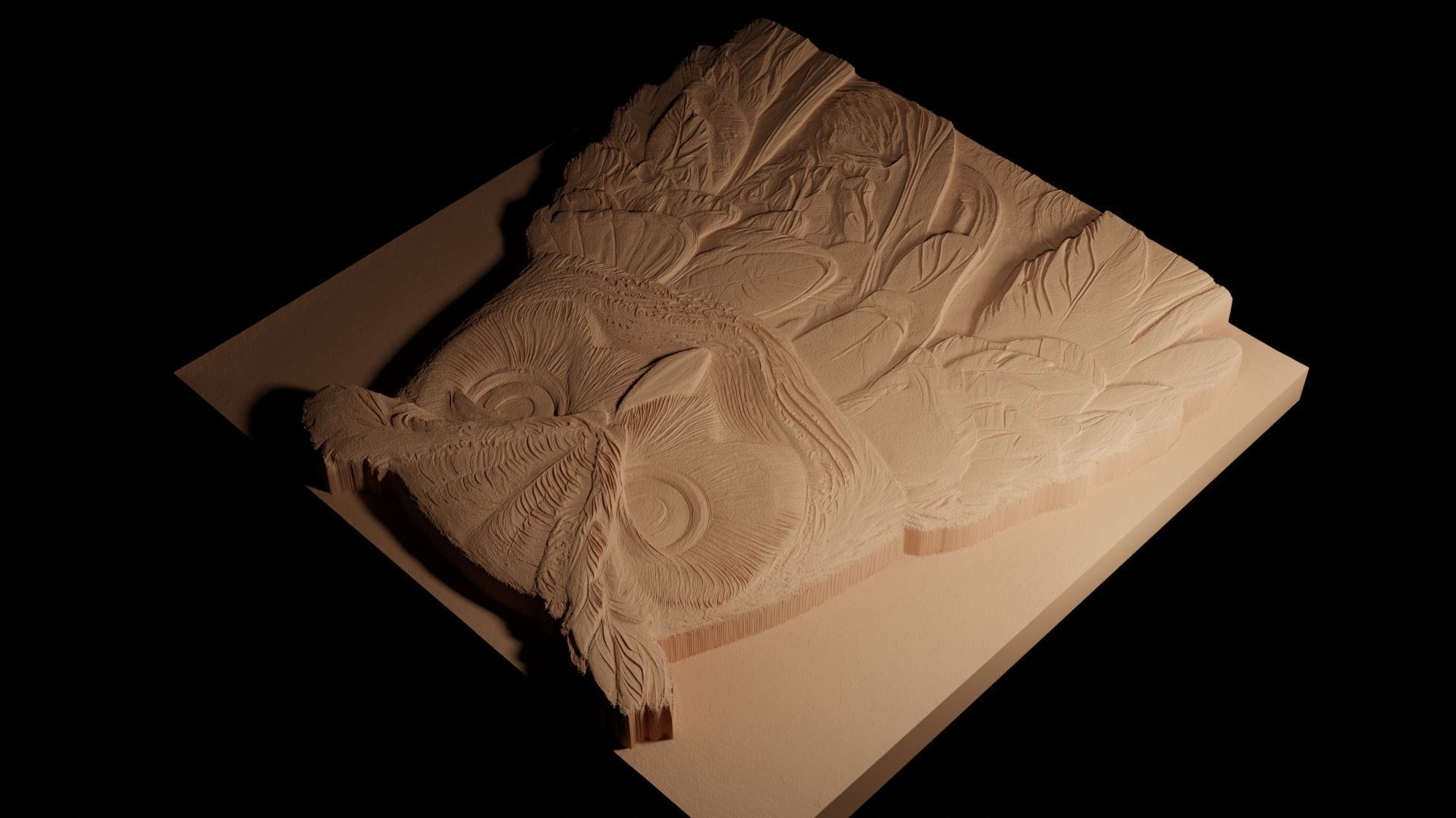 Owl CNC 3d Print High Relief Sand Casting 3D print model_4