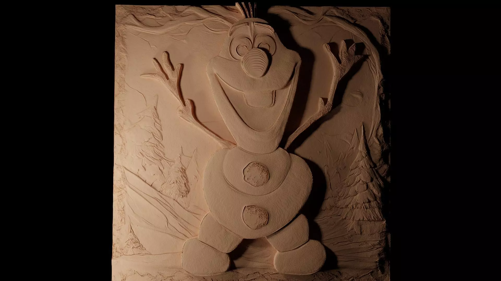 Olaf Frozen CNC 3d Print High Relief Sand Casting 3D print model_0