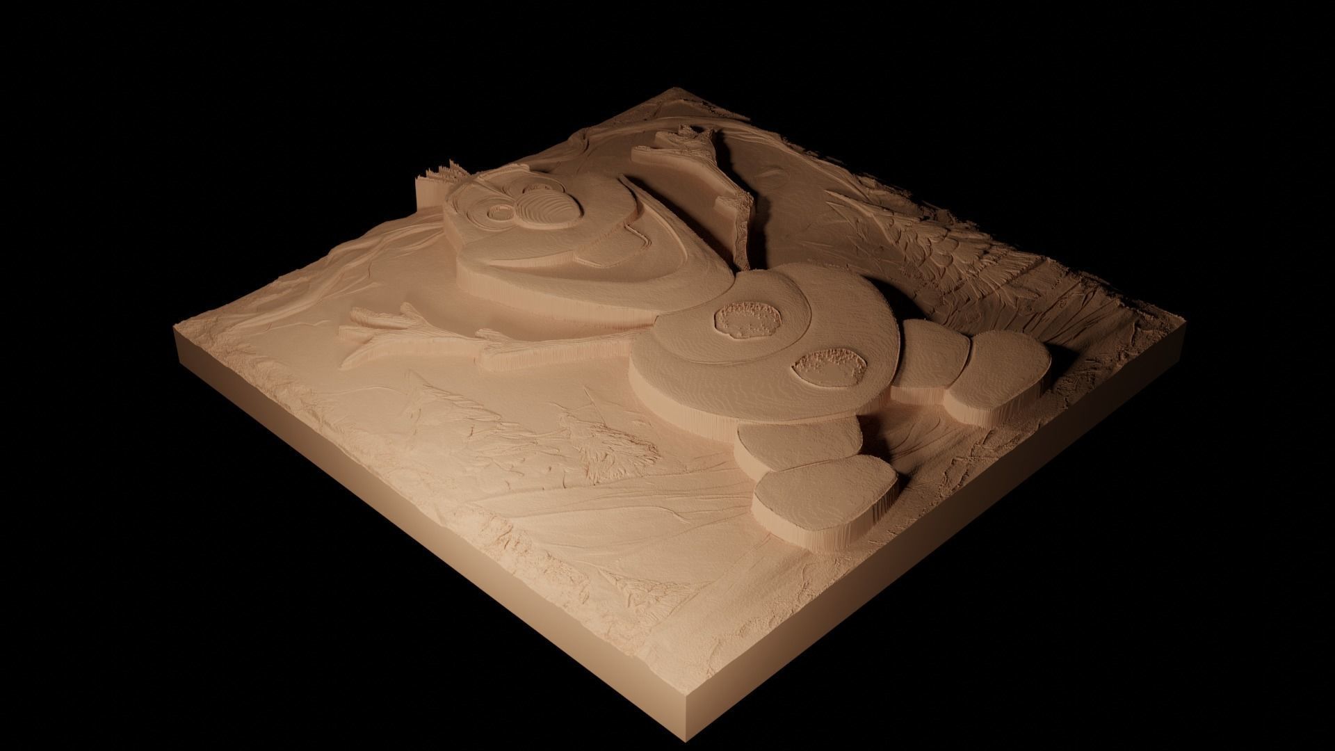 Olaf Frozen CNC 3d Print High Relief Sand Casting 3D print model_2