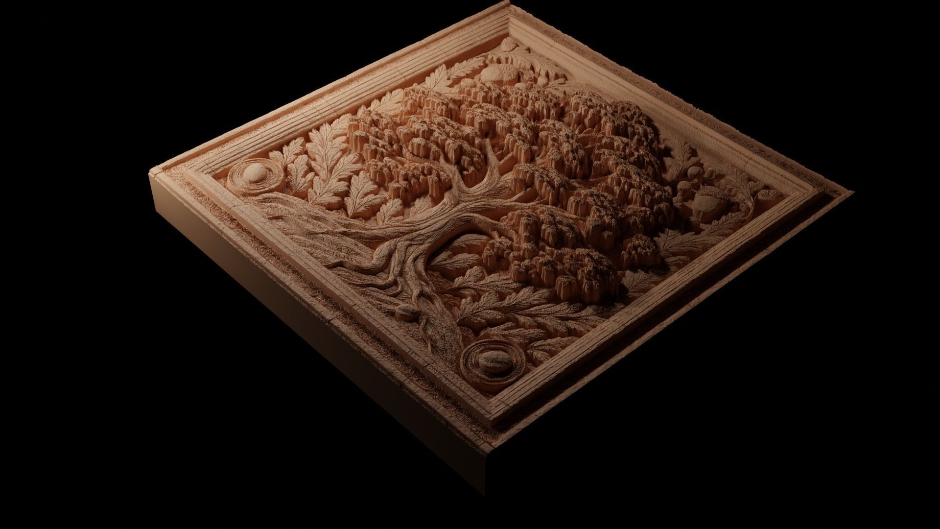 Oak Tree CNC 3d Print High Relief Sand Casting 3D print model_1