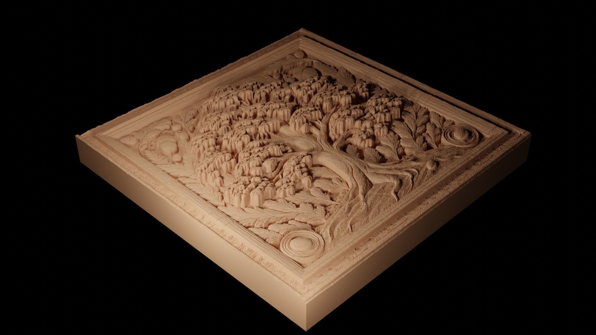 Oak Tree CNC 3d Print High Relief Sand Casting 3D print model_2