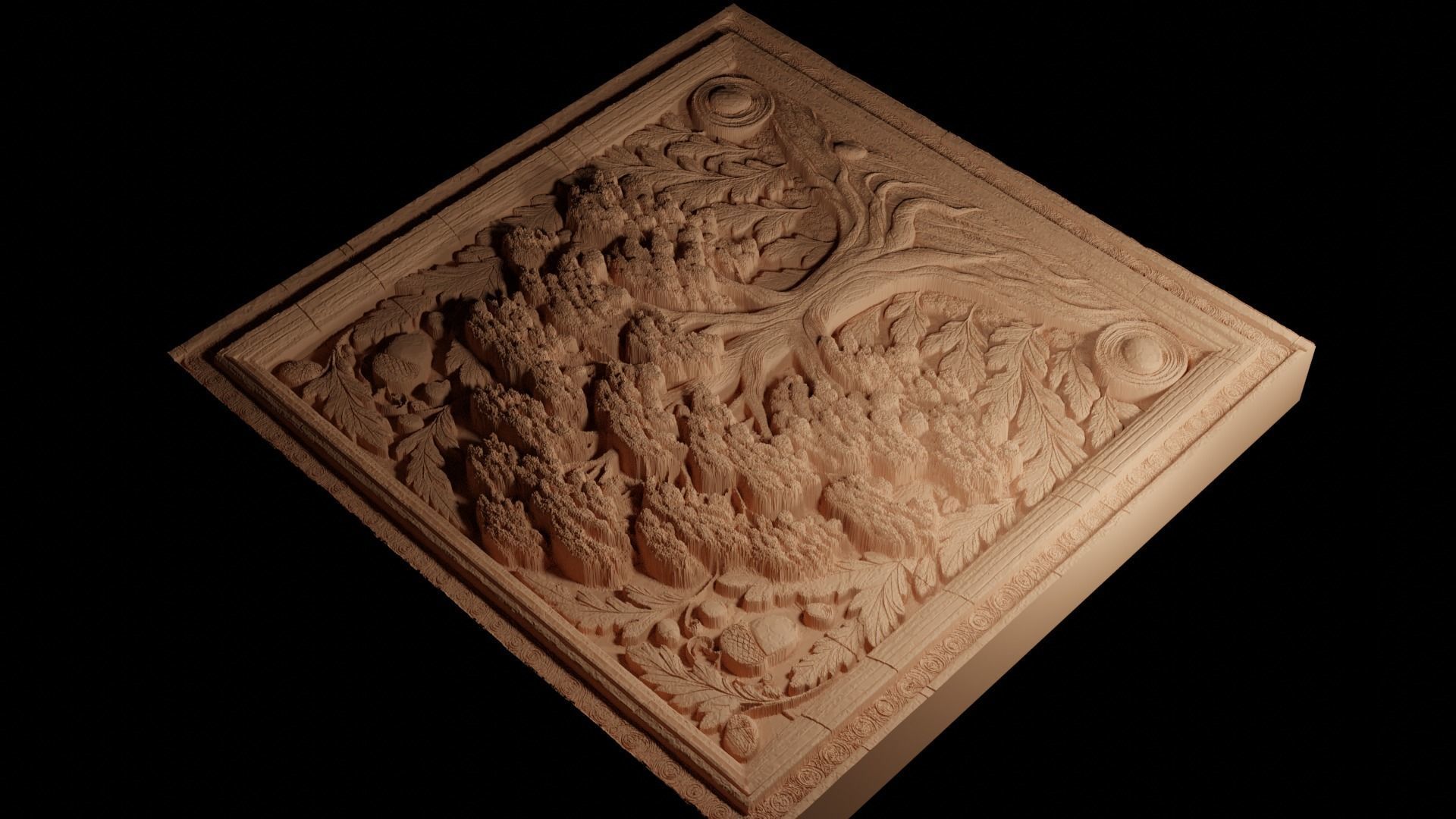 Oak Tree CNC 3d Print High Relief Sand Casting 3D print model_4