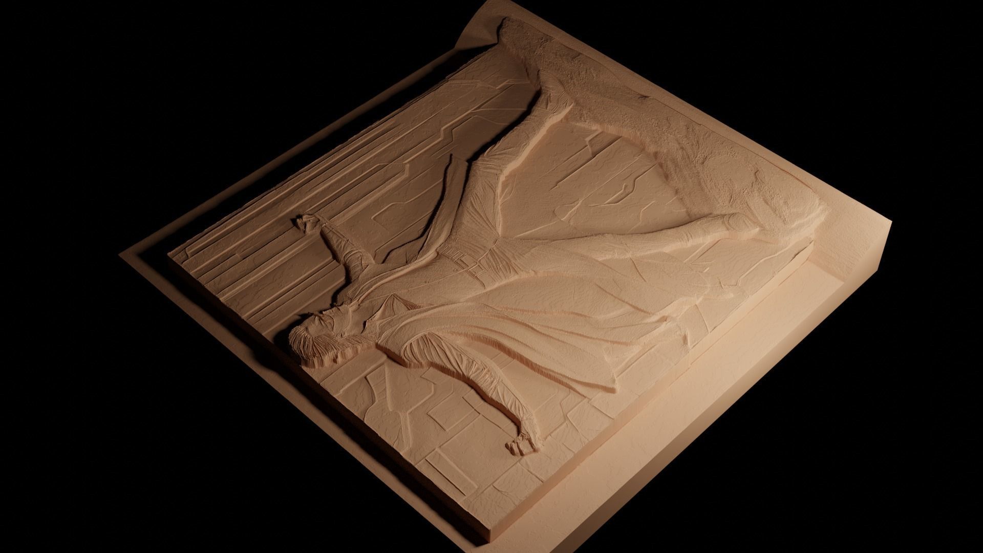 Neo The Matrix CNC 3d Print High Relief Sand Casting 3D print model_4