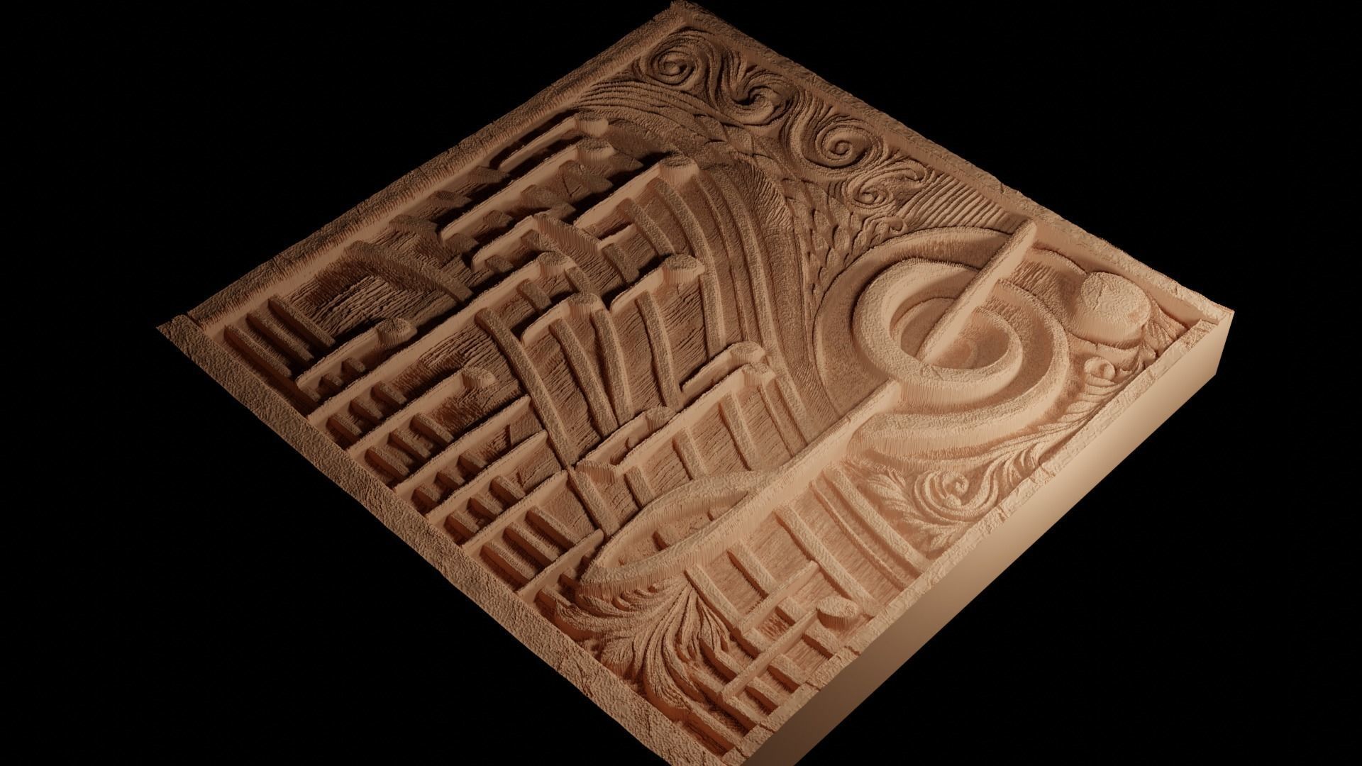 Music Staff CNC 3d Print High Relief Sand Casting 3D print model_4