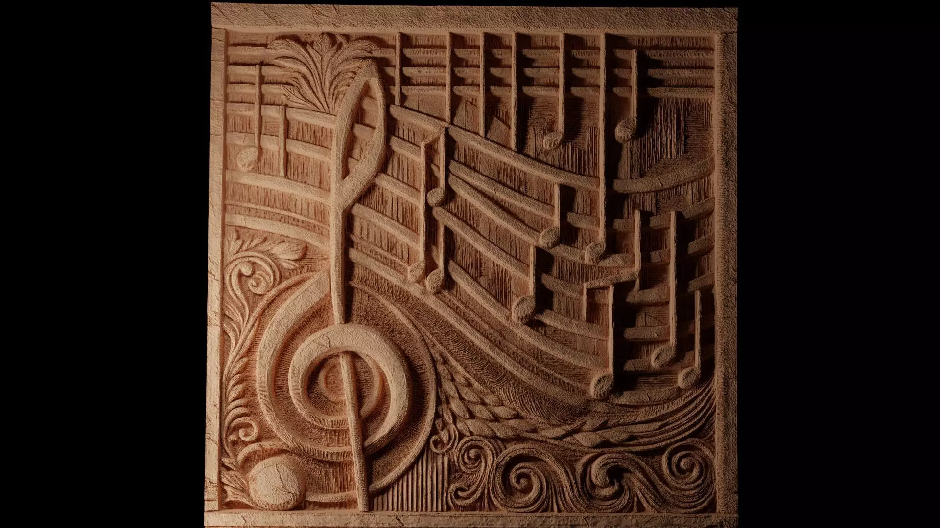 Music Staff CNC 3d Print High Relief Sand Casting 3D print model_0