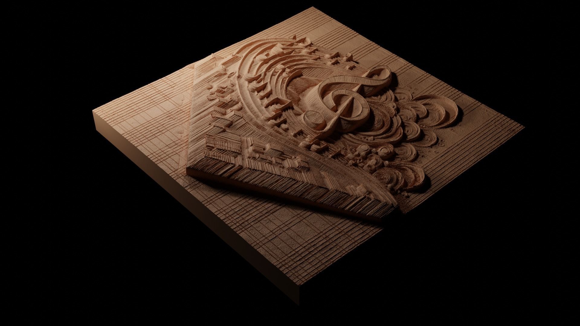 Music Score CNC 3d Print High Relief Sand Casting 3D print model_1