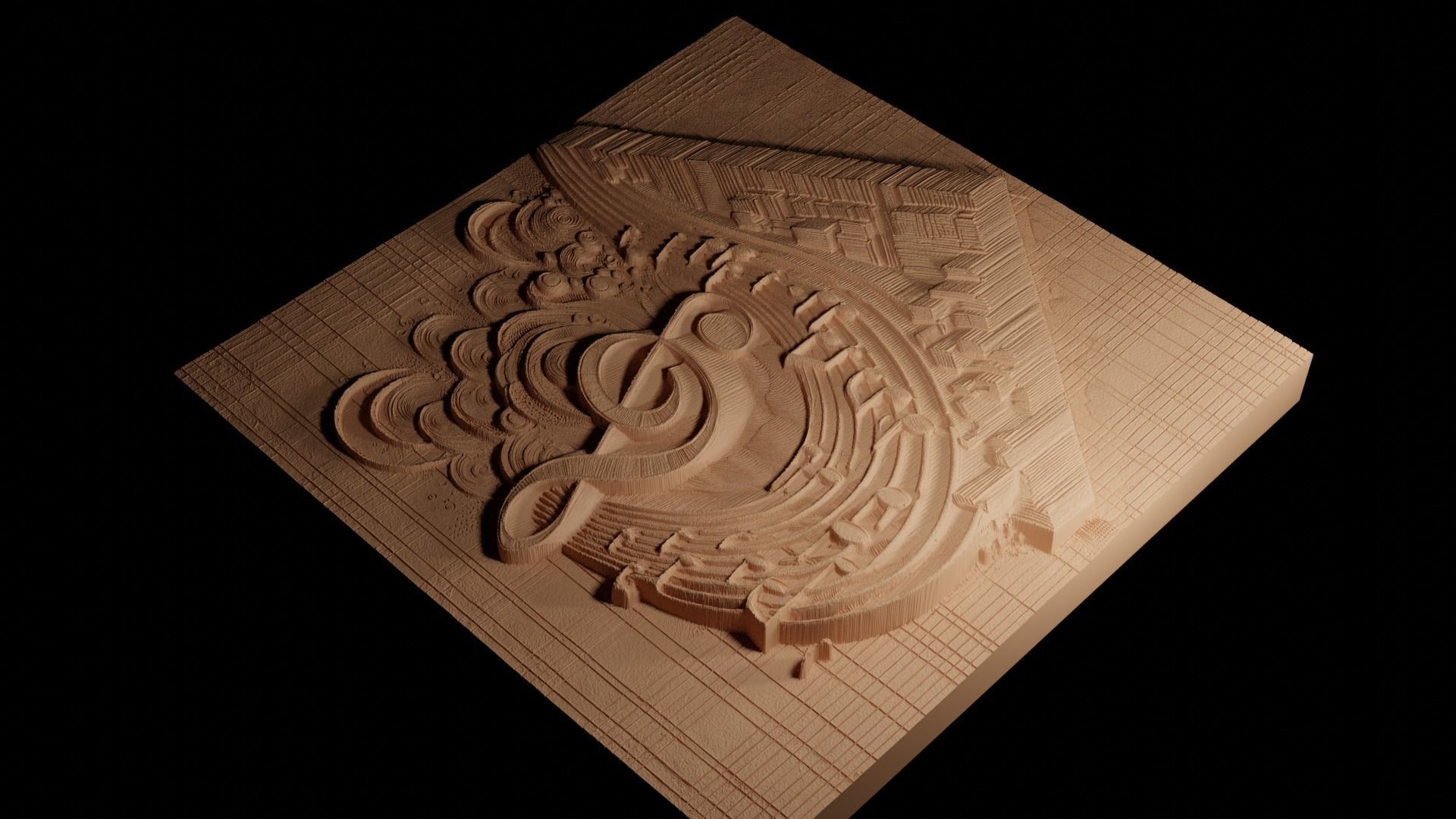 Music Score CNC 3d Print High Relief Sand Casting 3D print model_4