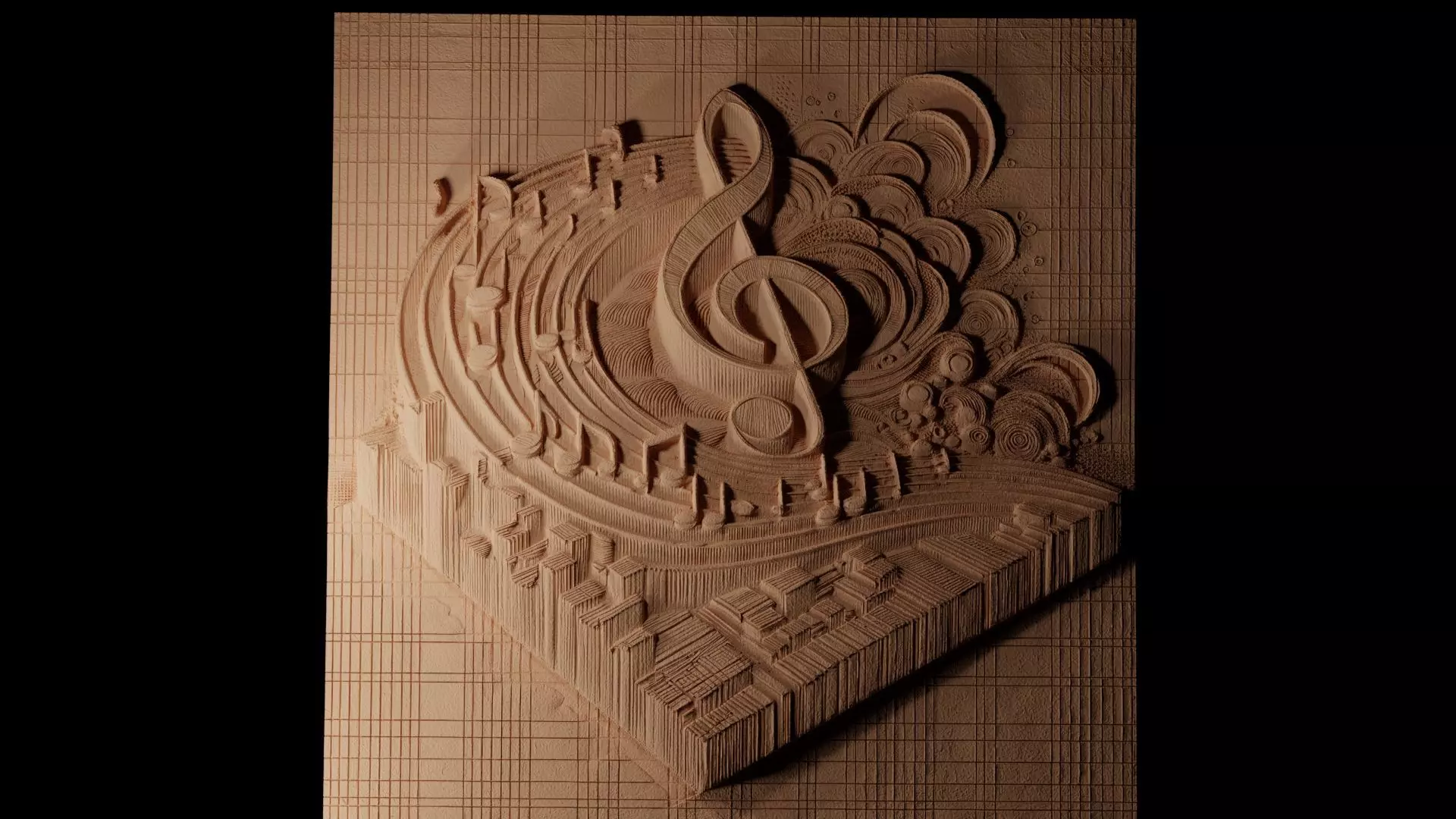 Music Score CNC 3d Print High Relief Sand Casting 3D print model_0