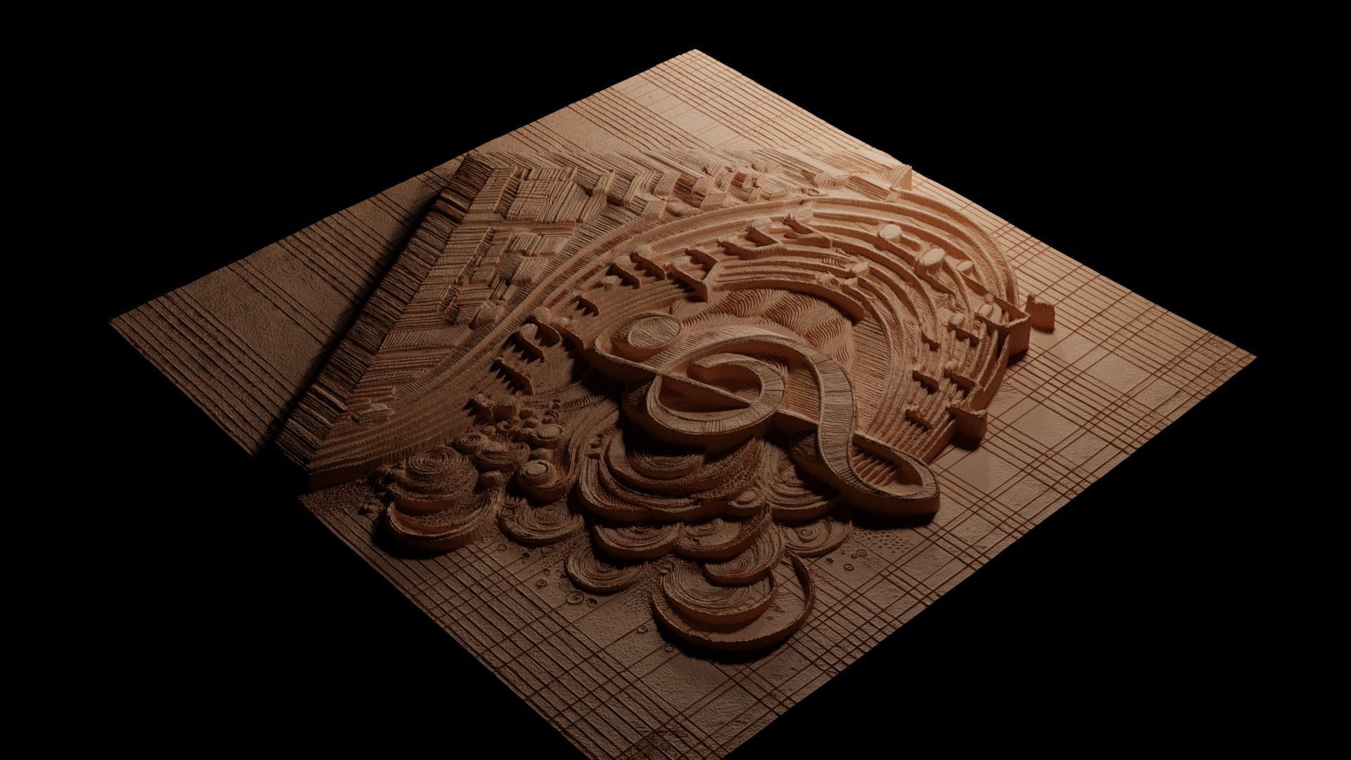 Music Score CNC 3d Print High Relief Sand Casting 3D print model_3