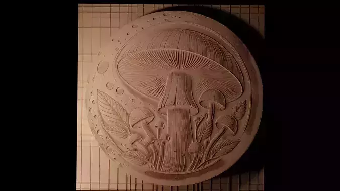 Mushroom CNC 3d Print High Relief Sand Casting 3D print model