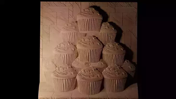 Muffins CNC 3d Print High Relief Sand Casting 3D print model