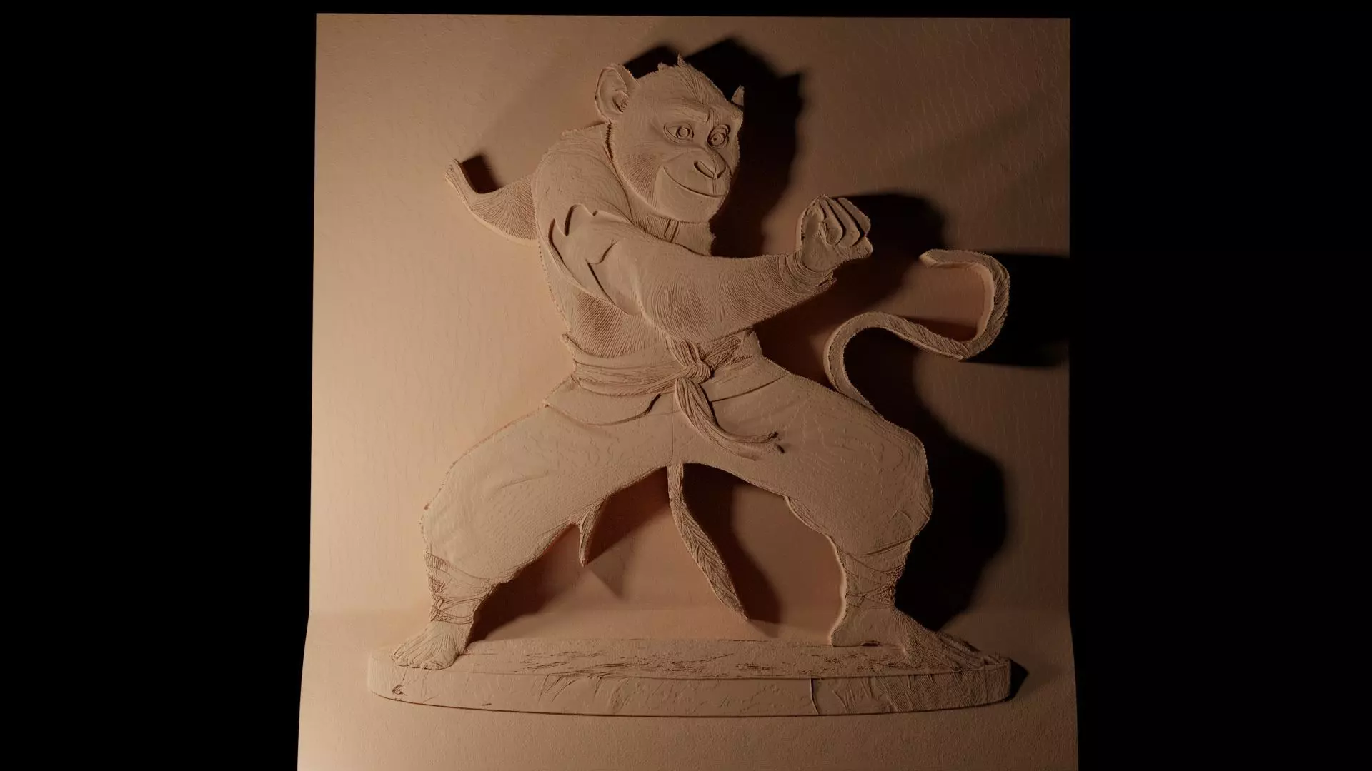 Monkey Kung Fu Panda CNC 3d Print High Relief Sand Casting 3D print model_0