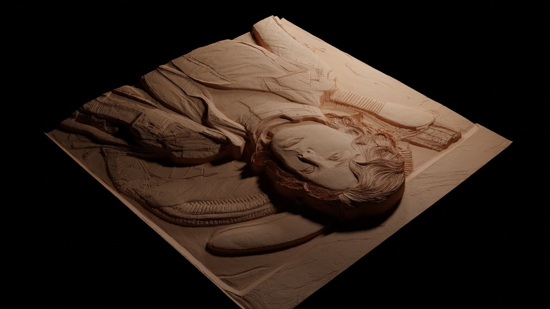 Ellen Ripley Alien Series CNC 3d Print High Relief Sand Casting 3D print model_3