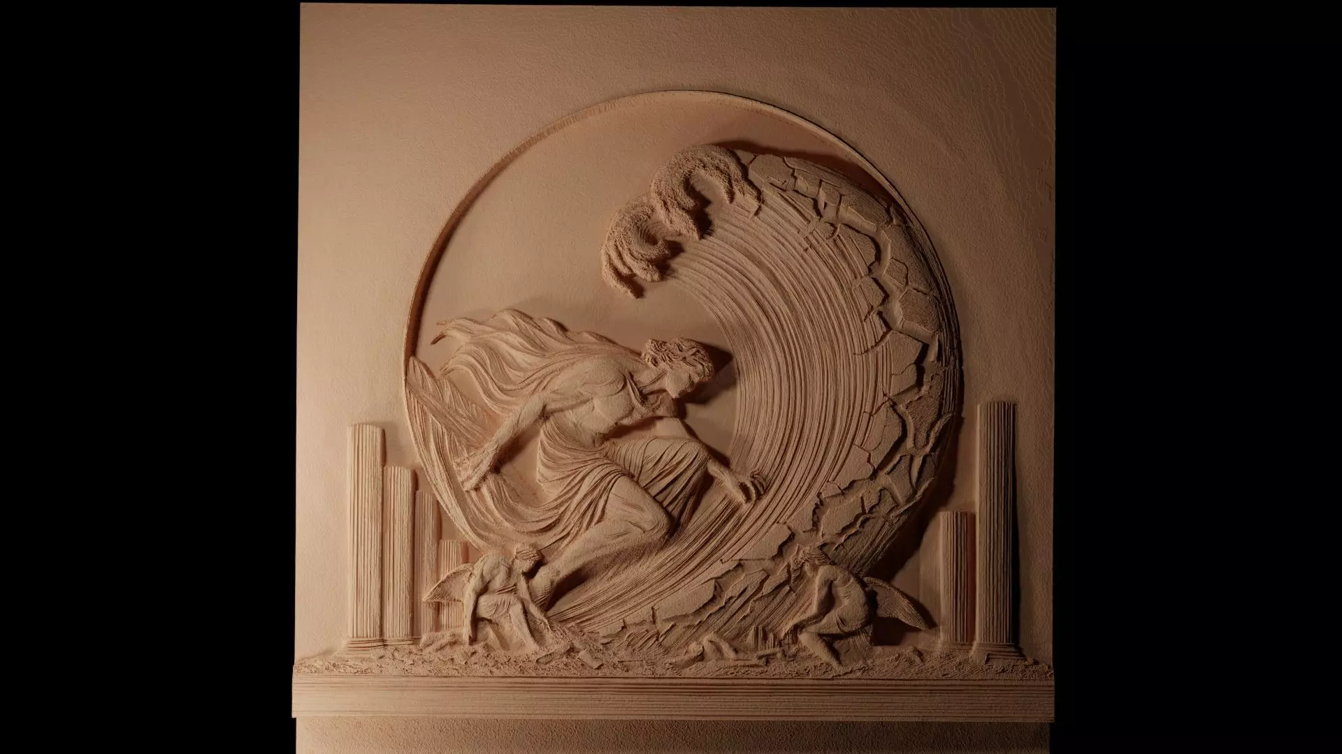 Earthquake CNC 3d Print High Relief Sand Casting 3D print model_0