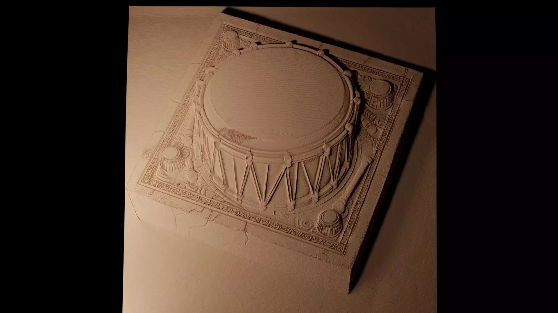 Drum CNC 3d Print High Relief Sand Casting 3D print model_0