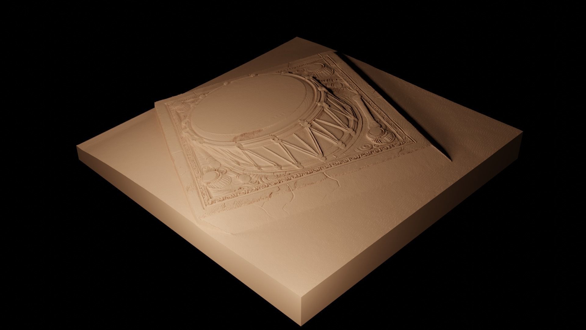 Drum CNC 3d Print High Relief Sand Casting 3D print model_2