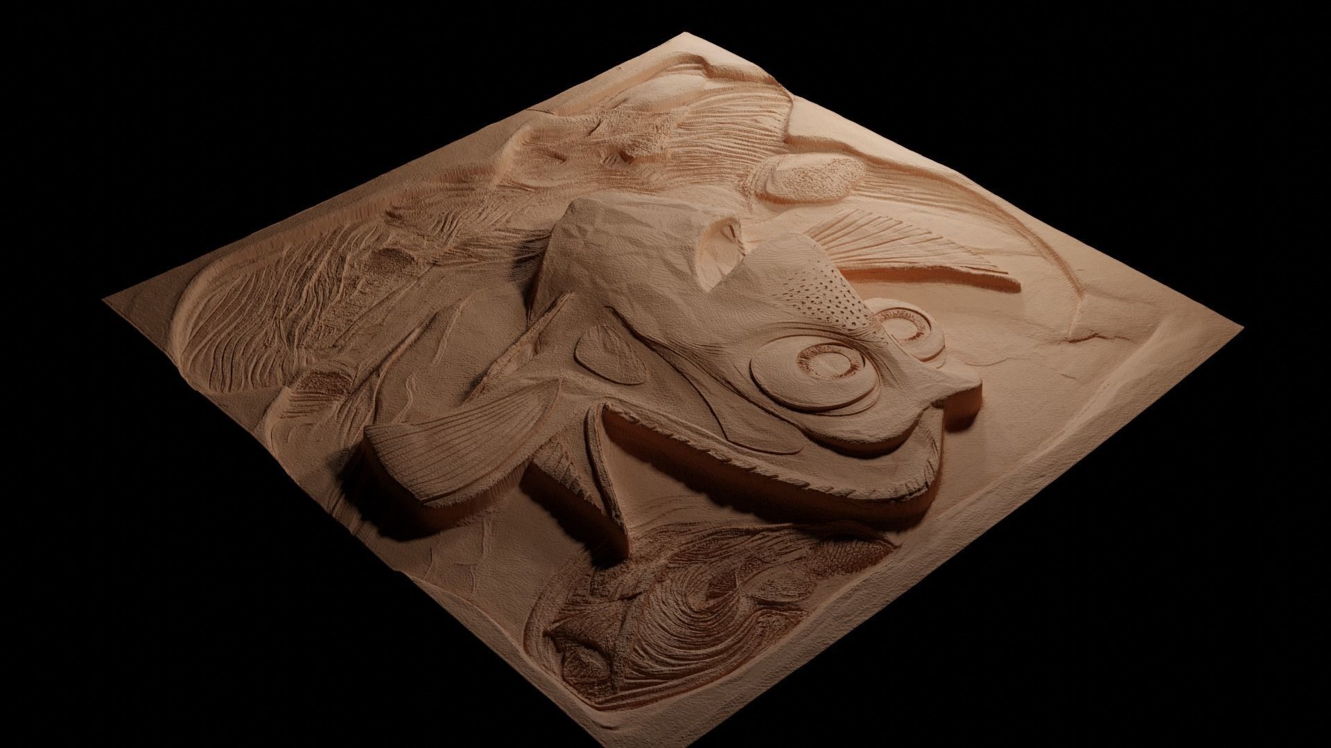 Dory Finding Nemo CNC 3d Print High Relief Sand Casting 3D print model_3