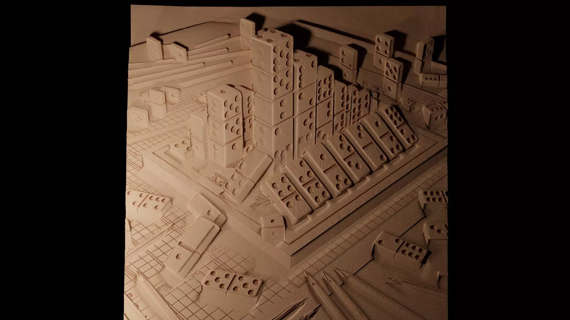 Dominoes CNC 3d Print High Relief Sand Casting 3D print model_0