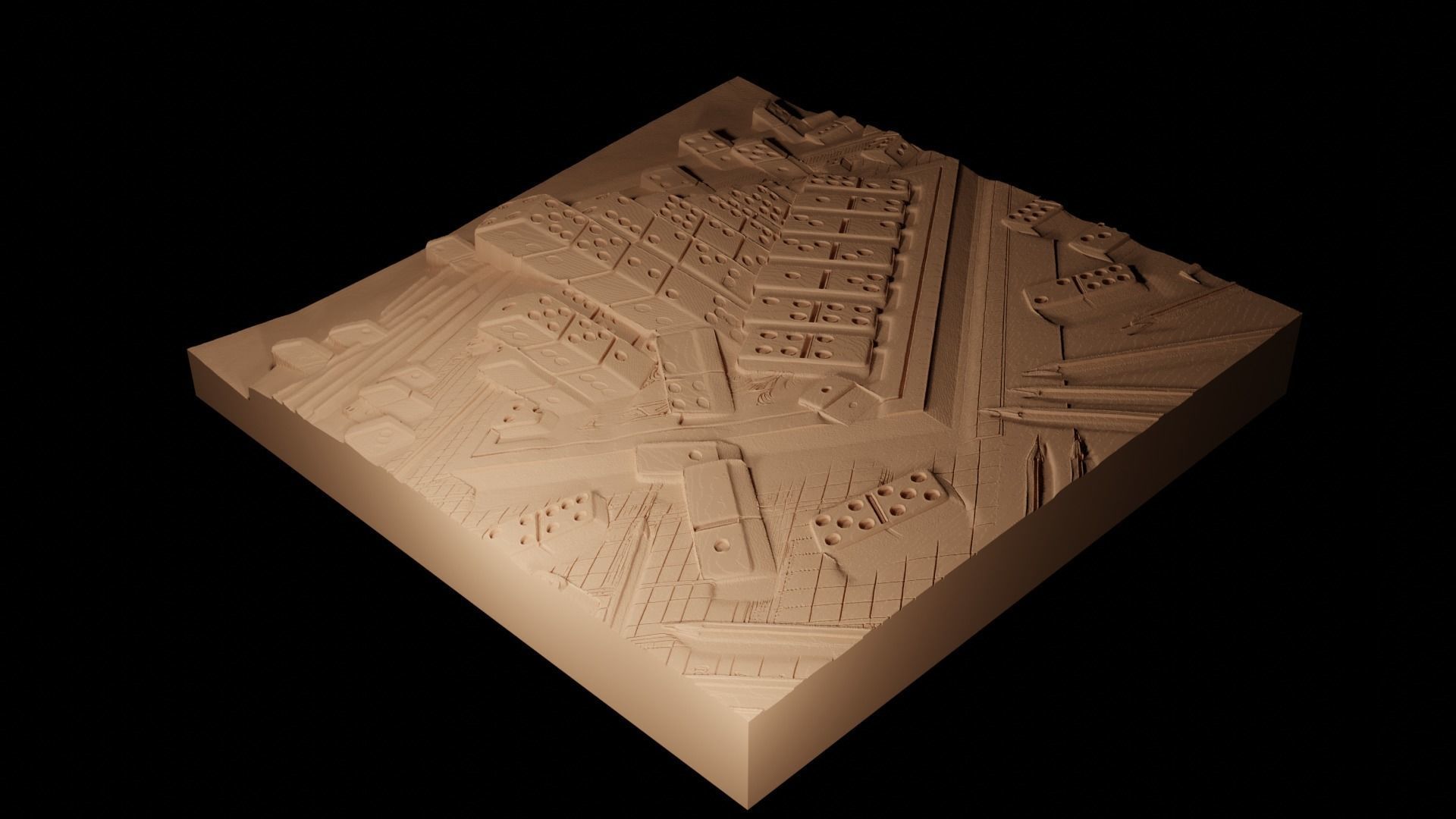 Dominoes CNC 3d Print High Relief Sand Casting 3D print model_2