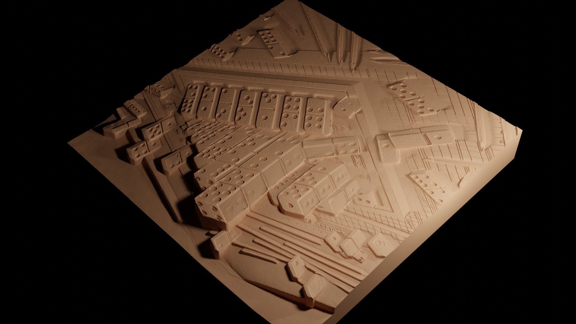 Dominoes CNC 3d Print High Relief Sand Casting 3D print model_4