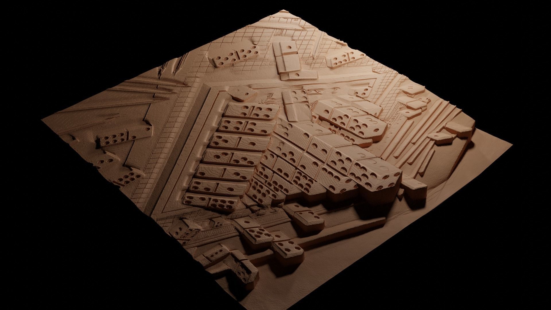 Dominoes CNC 3d Print High Relief Sand Casting 3D print model_3