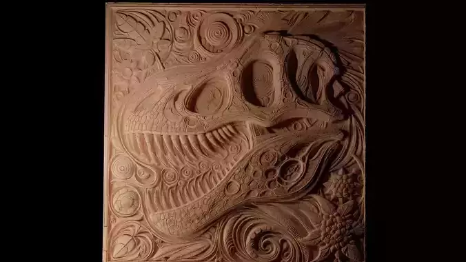 Dinosaur Skull CNC 3d Print High Relief Sand Casting 3D print model