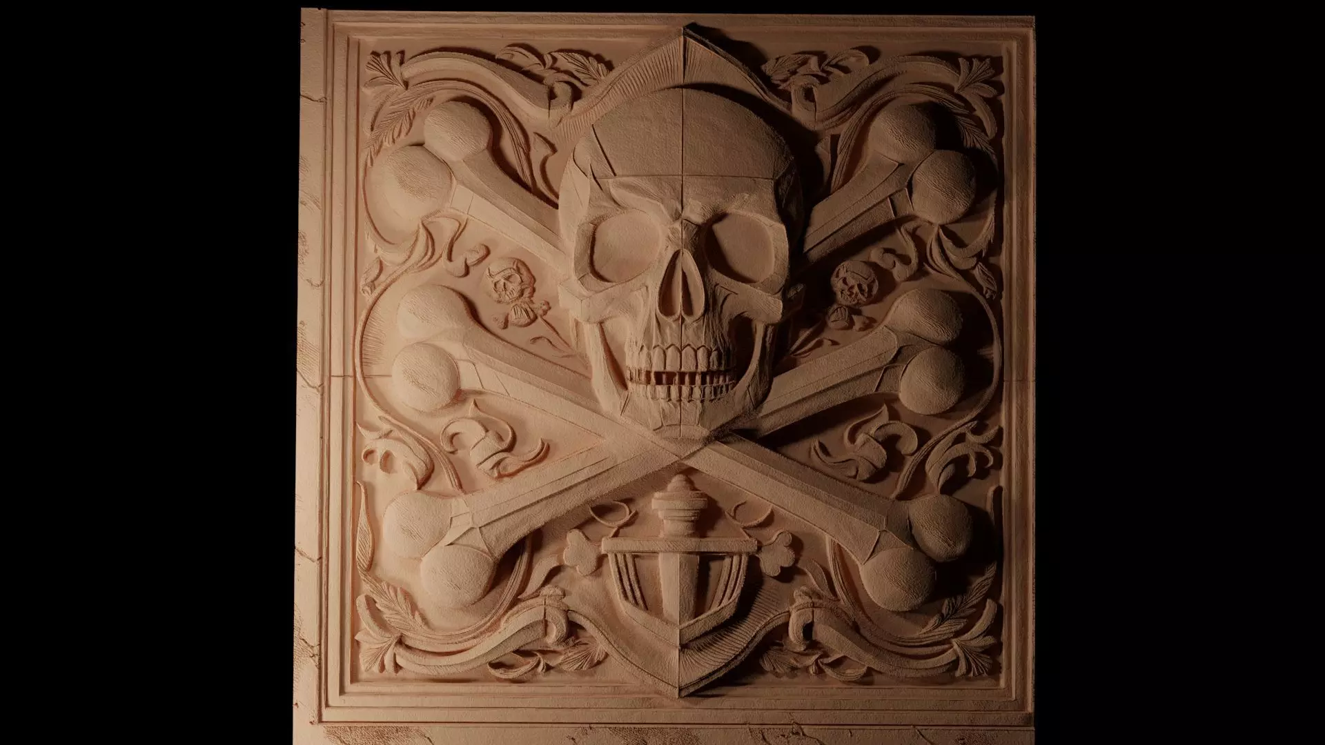 Crossbones CNC 3d Print High Relief Sand Casting 3D print model_0