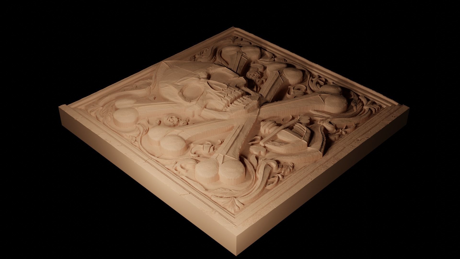 Crossbones CNC 3d Print High Relief Sand Casting 3D print model_2