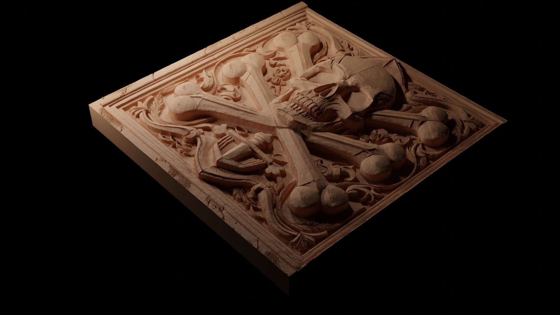 Crossbones CNC 3d Print High Relief Sand Casting 3D print model_1