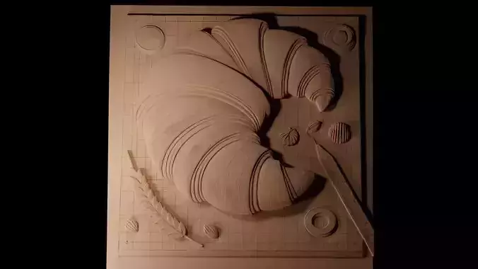 Croissant CNC 3d Print High Relief Sand Casting 3D print model