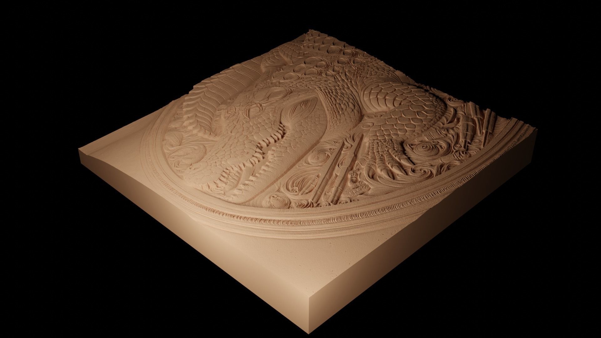 Crocodile CNC 3d Print High Relief Sand Casting 3D print model_2