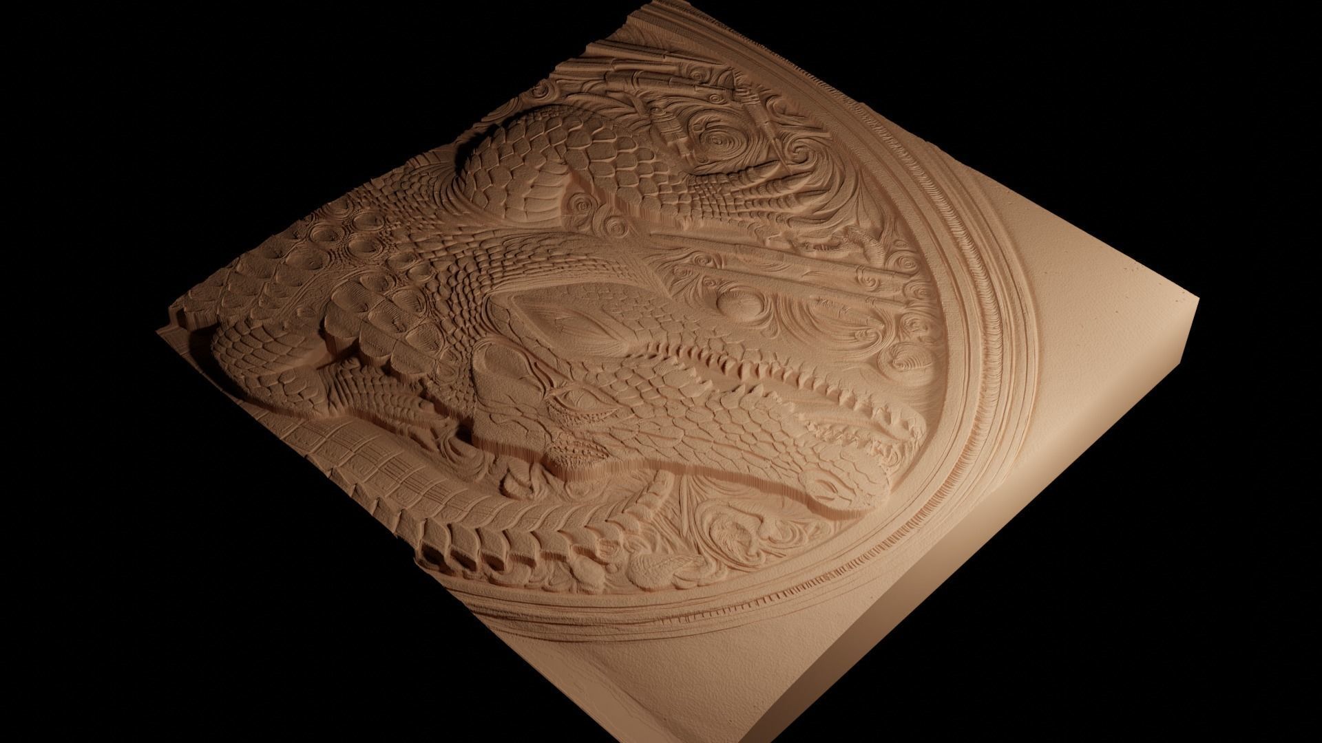 Crocodile CNC 3d Print High Relief Sand Casting 3D print model_4