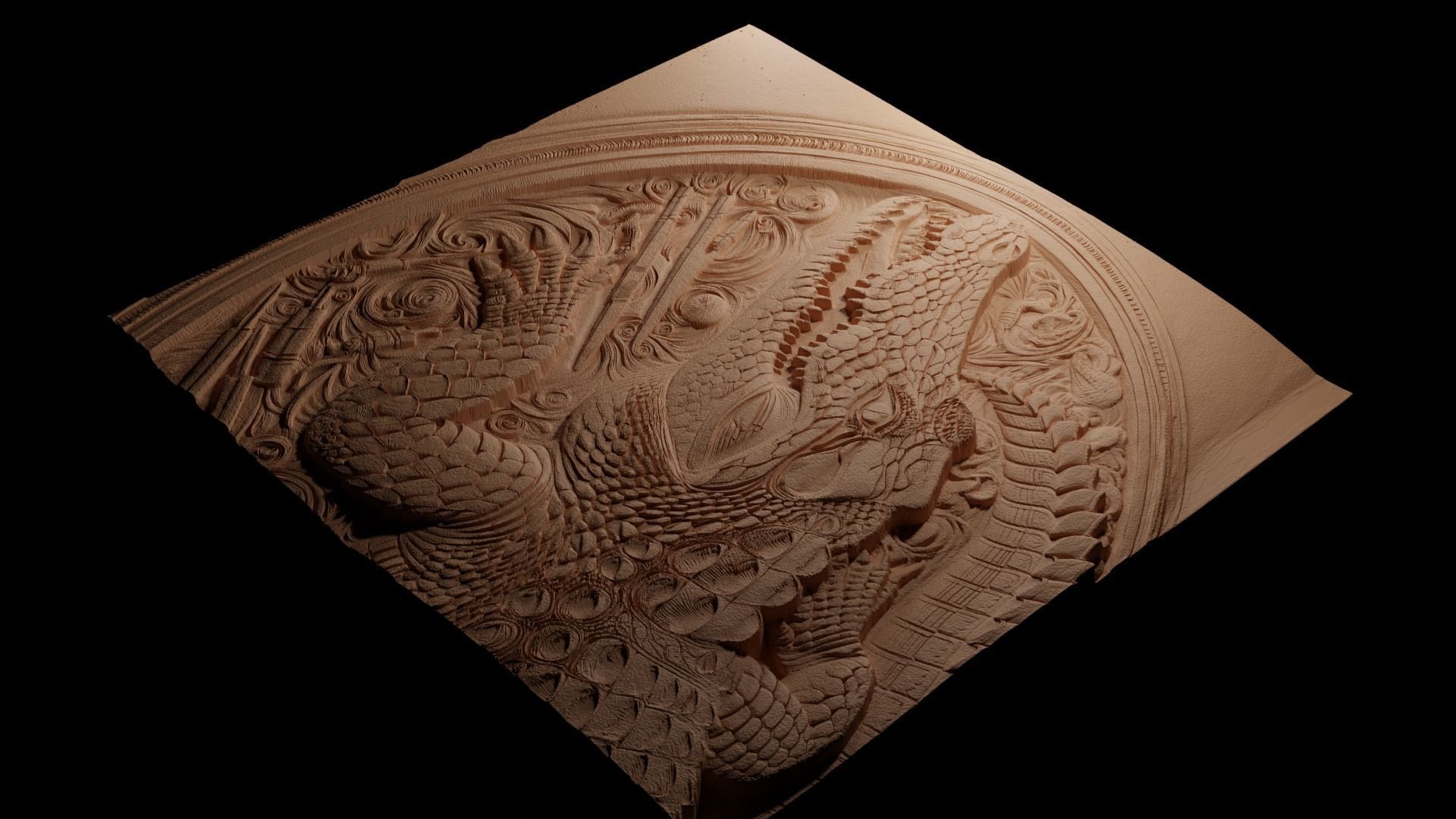 Crocodile CNC 3d Print High Relief Sand Casting 3D print model_3