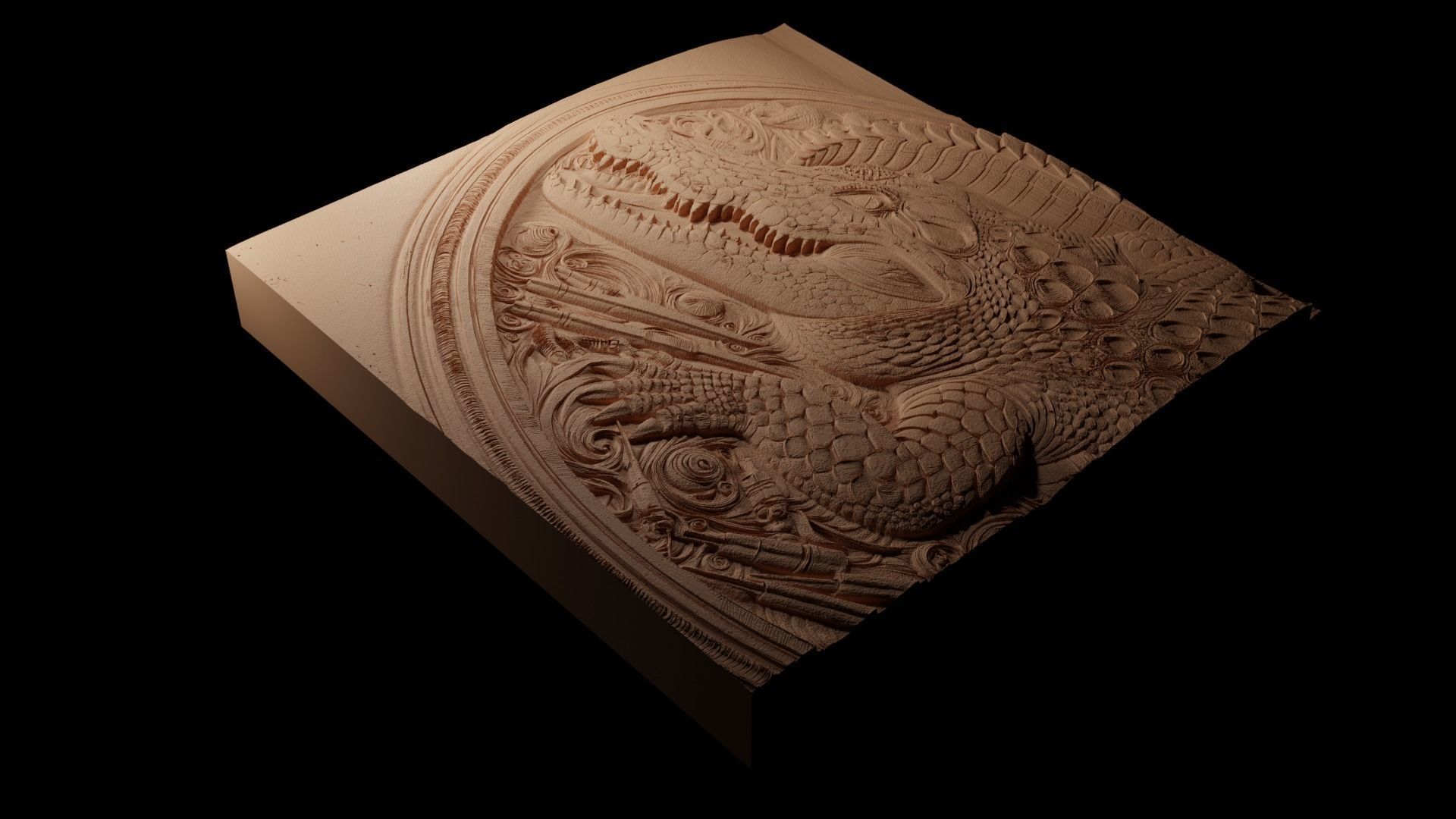 Crocodile CNC 3d Print High Relief Sand Casting 3D print model_1