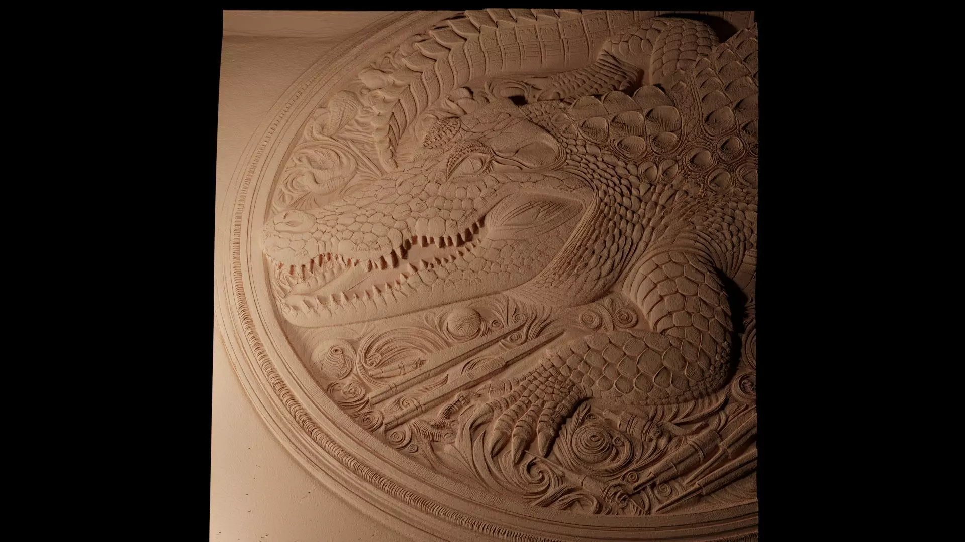 Crocodile CNC 3d Print High Relief Sand Casting 3D print model_0