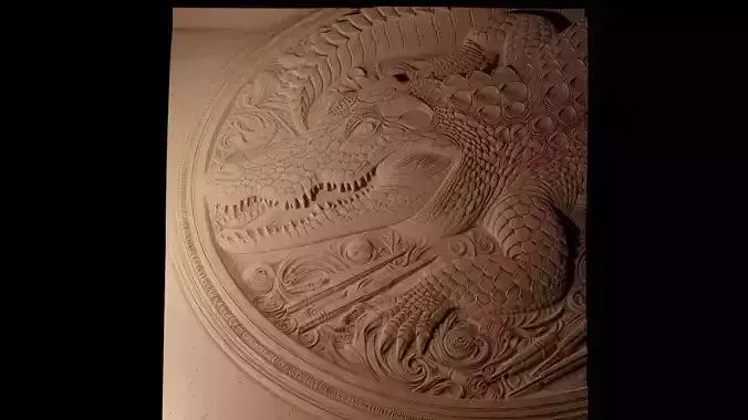 Crocodile CNC 3d Print High Relief Sand Casting 3D print model