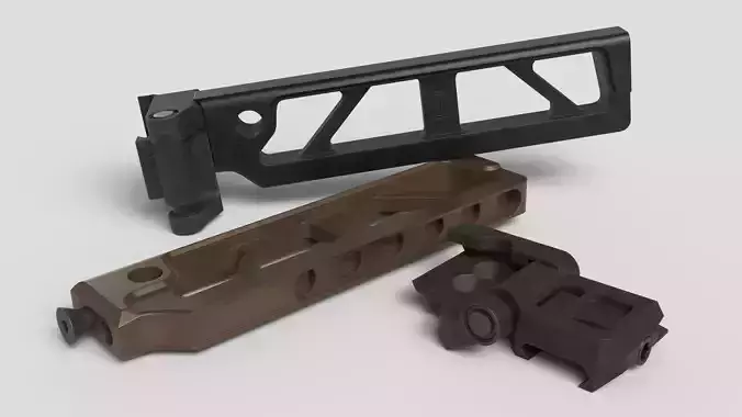 JMAC Customs ST-6 Tube Adapter and 1913 Folding Mech Low-poly 3D model