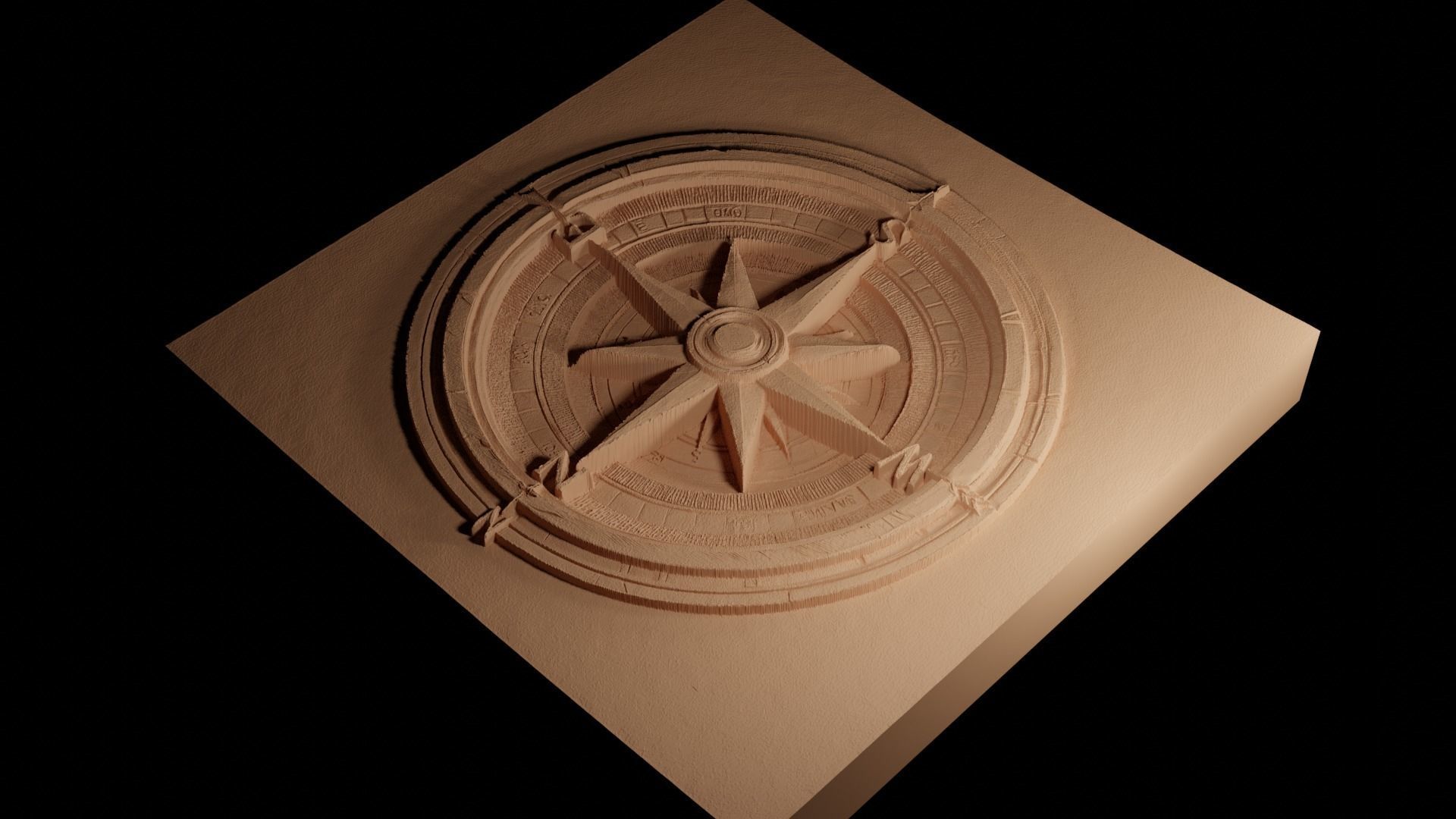 Compass 02 CNC 3d Print High Relief Sand Casting 3D print model_4