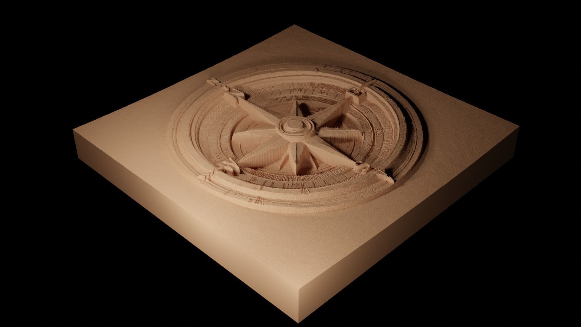 Compass 02 CNC 3d Print High Relief Sand Casting 3D print model_2