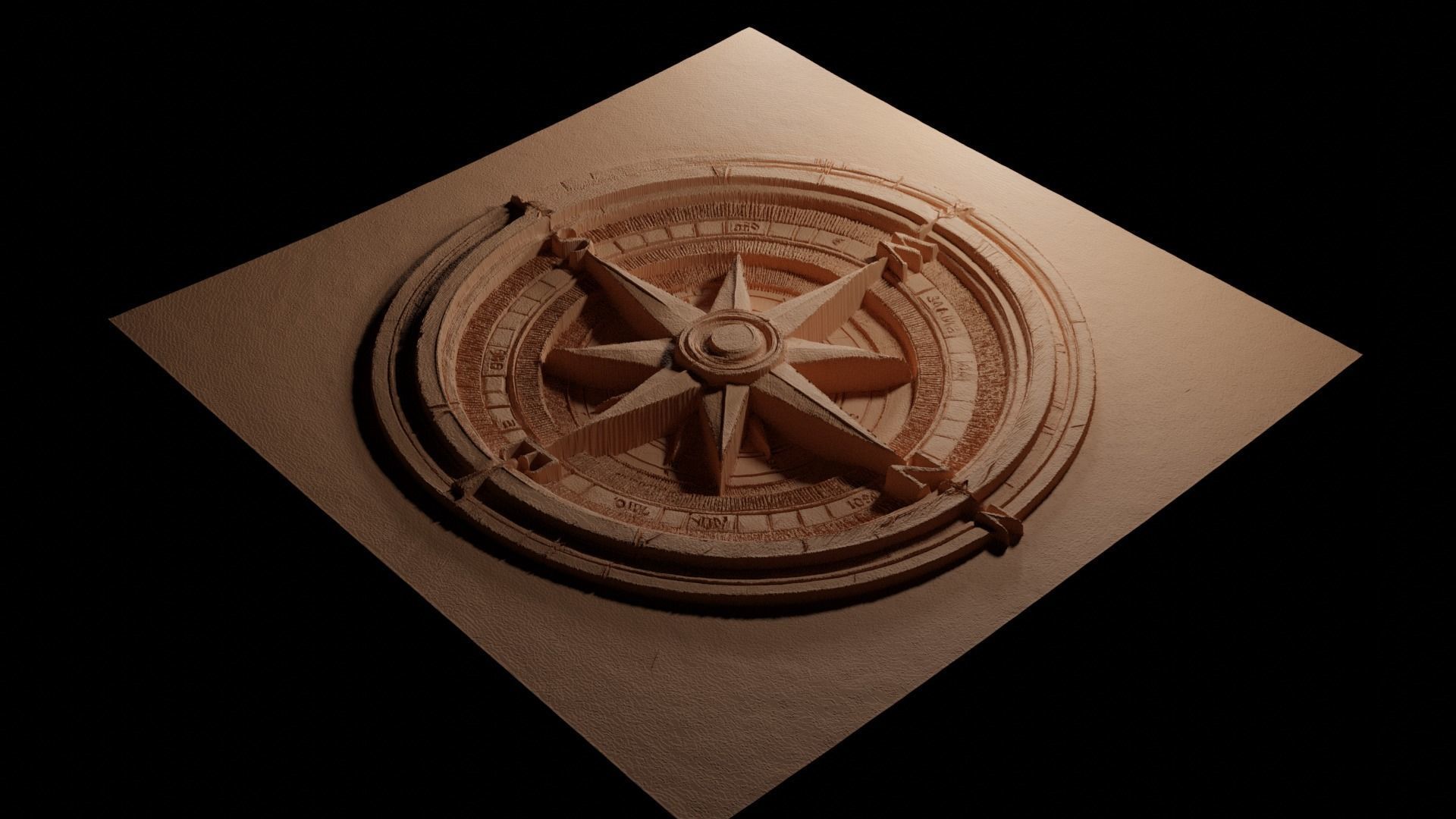 Compass 02 CNC 3d Print High Relief Sand Casting 3D print model_3